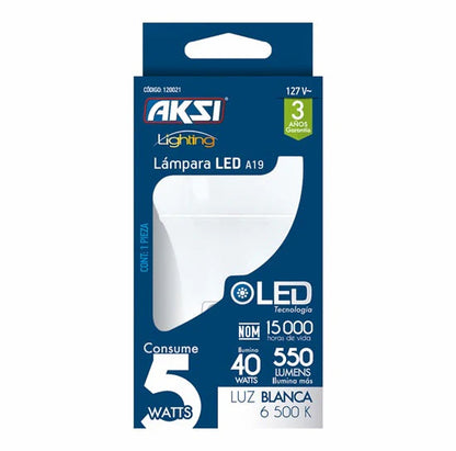 Foco LED A19 9W luz blanca, caja color
