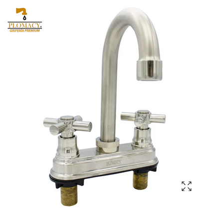 MEZCLADORA PARA LAVABO 4 SATINADA TIPO BAR Y MANERAL TIPO CRUZ(PM4CS)